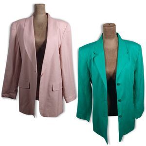 Vintage Blazer Lot – Norton McNaughton – Size 10 – Pink & Green – Linen Blend